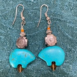 Turquoise bear earrings